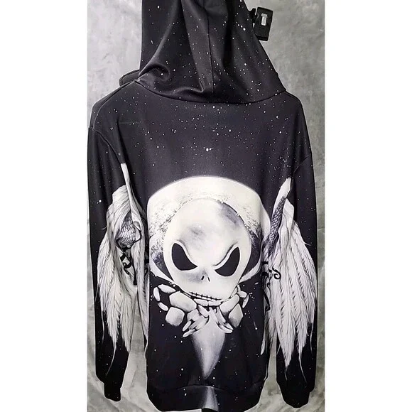 Nightmare Before Christmas Pull over Hoodie Size 2XL-3XL Skeleton Halloween EUC - Picture 4 of 10